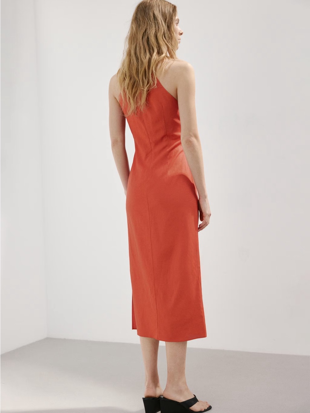 NWT MANGO DRAPED MIDI-DRESS - Picture 3 of 9